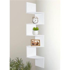 Corner Shelf Unit Wall Mount | 5 Tier Wood Floating Shelves Wall Organizer